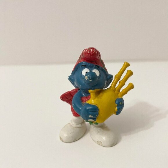 Vtg Smurf Smurfs Peyo Germany Bully Scottish Bagpipe Toy Figure - Picture 1 of 14